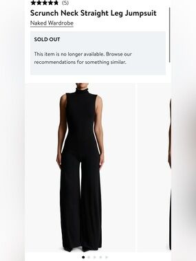 NWT naked wardrobe Black Sleeveless Scrunch Neck Wide Leg Jumpsuit - Size L